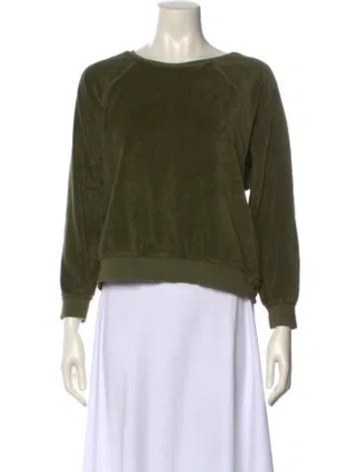 Pre-owned Suzie Kondi Scoop Neck Long Sleeve Sweatshirt In Green