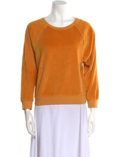 Pre-owned Suzie Kondi Scoop Neck Long Sleeve Sweatshirt In Yellow