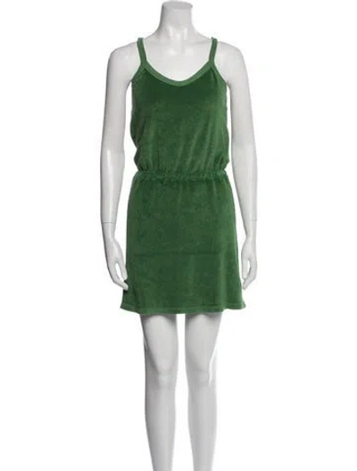 Pre-owned Suzie Kondi Scoop Neck Mini Dress In Green