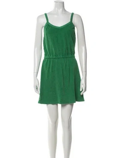 Pre-owned Suzie Kondi Scoop Neck Mini Dress In Green