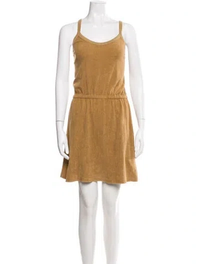 Pre-owned Suzie Kondi Scoop Neck Mini Dress In Neutral