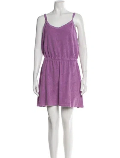 Pre-owned Suzie Kondi Scoop Neck Mini Dress In Purple