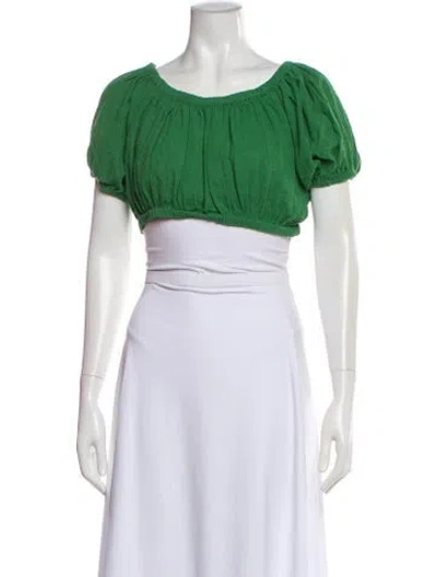 Pre-owned Suzie Kondi Scoop Neck Short Sleeve Crop Top In Neutral
