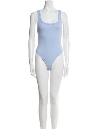 Pre-owned Suzie Kondi Scoop Neck Sleeveless Bodysuit In Blue