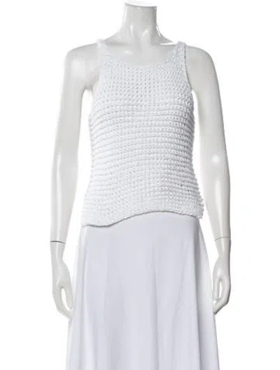 Pre-owned Suzie Kondi Scoop Neck Sweater In White