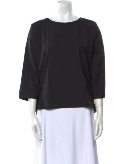 Pre-owned Suzie Kondi Scoop Neck Three-quarter Sleeve Sweatshirt In Black