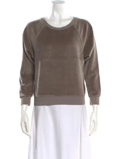 Pre-owned Suzie Kondi Scoop Neck Three-quarter Sleeve Sweatshirt In Gray
