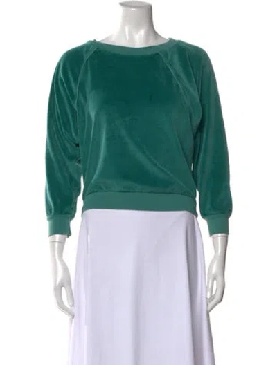 Pre-owned Suzie Kondi Scoop Neck Three-quarter Sleeve Sweatshirt In Green