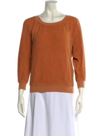 Pre-owned Suzie Kondi Scoop Neck Three-quarter Sleeve Sweatshirt In Orange