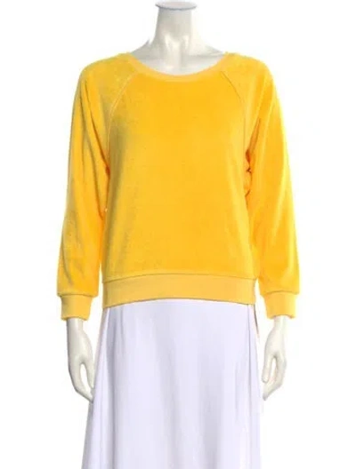 Pre-owned Suzie Kondi Scoop Neck Three-quarter Sleeve Sweatshirt In Yellow