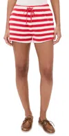 Suzie Kondi Shallis Striped Cotton-blend Terry Shorts In Red