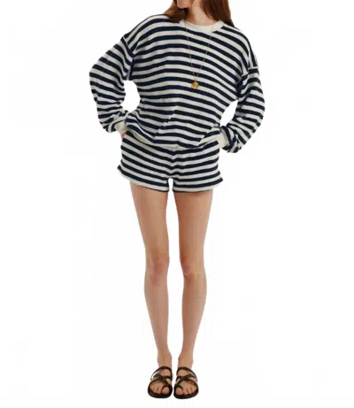Suzie Kondi Shallis Terry Shorts In Nav/ivory Stripe In Multi