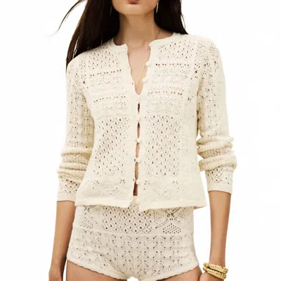 Suzie Kondi Sidali Long Sleeve Cardigan In Ecru In White