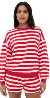 Suzie Kondi Capri Striped Cotton-blend Terry T-shirt In Red