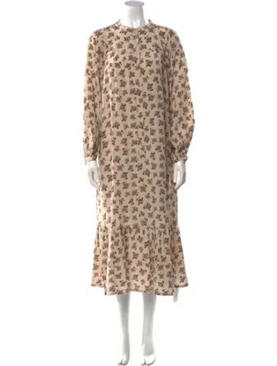 Pre-owned Suzie Kondi Silk Midi Length Dress In Neutral