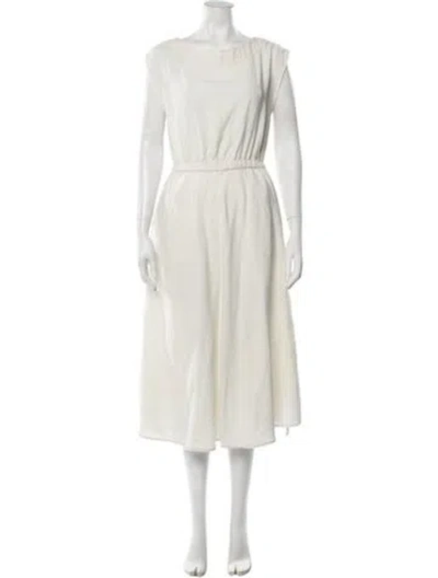 Pre-owned Suzie Kondi Silk Midi Length Dress In Neutrals