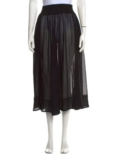 Pre-owned Suzie Kondi Silk Midi Length Skirt In Black