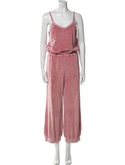 Pre-owned Suzie Kondi Square Neckline Jumpsuit In Pink