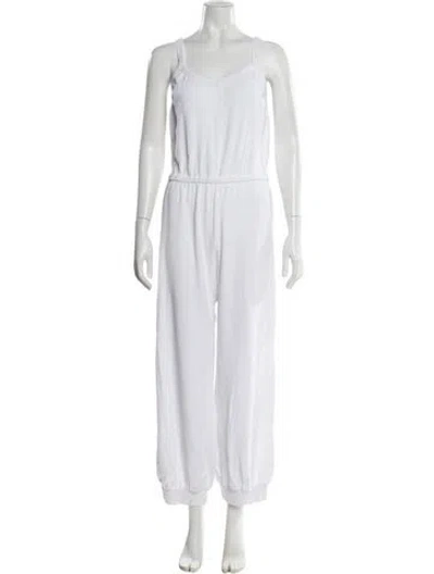 Pre-owned Suzie Kondi Square Neckline Jumpsuit In White