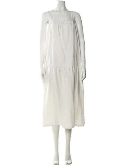Pre-owned Suzie Kondi Square Neckline Long Dress In White