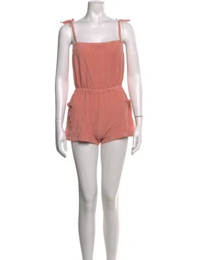 Pre-owned Suzie Kondi Square Neckline Romper In Pink