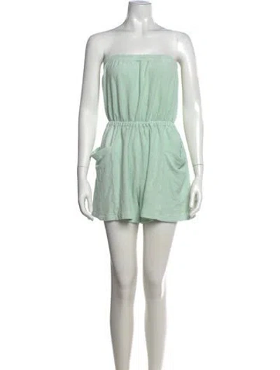Pre-owned Suzie Kondi Strapless Romper In Green