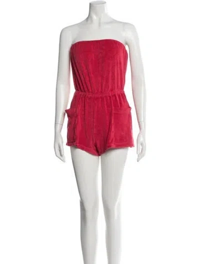 Pre-owned Suzie Kondi Strapless Romper In Red