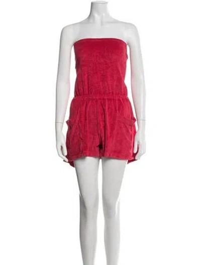 Pre-owned Suzie Kondi Strapless Romper In Red