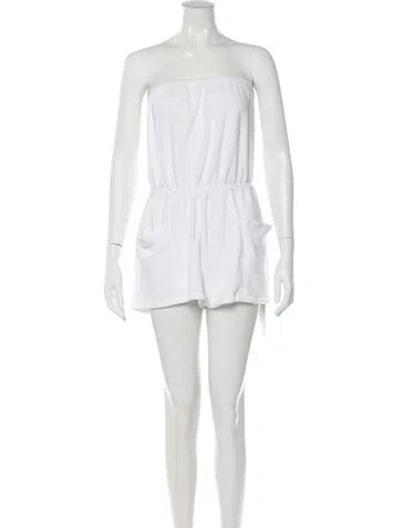 Pre-owned Suzie Kondi Strapless Romper In White