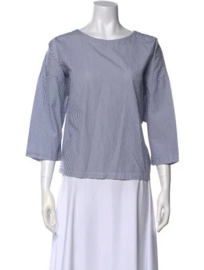 Pre-owned Suzie Kondi Striped Bateau Neckline Blouse In Multi