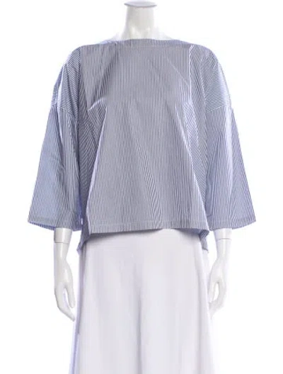 Pre-owned Suzie Kondi Striped Bateau Neckline Top In Multi