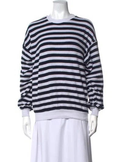 Pre-owned Suzie Kondi Striped Crew Neck Sweatshirt In Black/blue