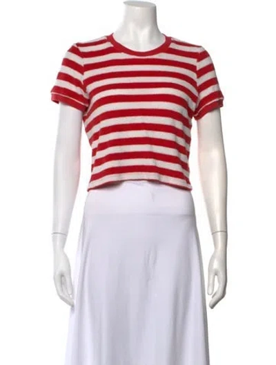 Pre-owned Suzie Kondi Striped Crew Neck T-shirt In Red