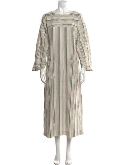 Pre-owned Suzie Kondi Striped Long Dress In Neutral