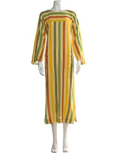 Pre-owned Suzie Kondi Striped Long Dress In Neutral