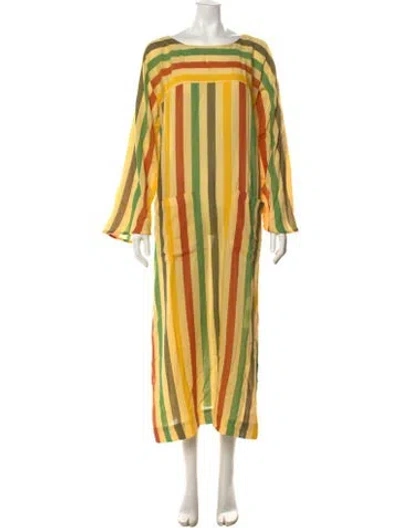 Pre-owned Suzie Kondi Striped Long Dress W/ Tags In Neutral