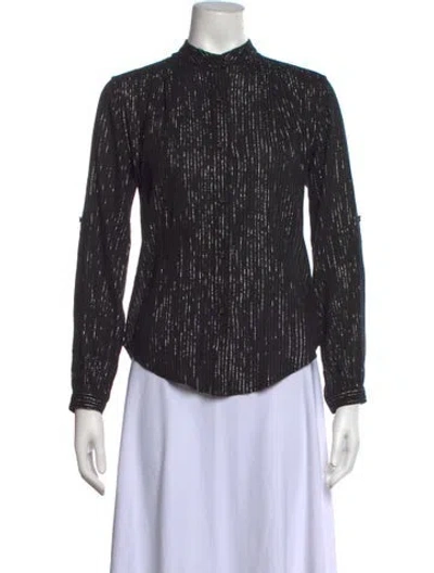 Pre-owned Suzie Kondi Striped Long Sleeve Top In Black/metallic