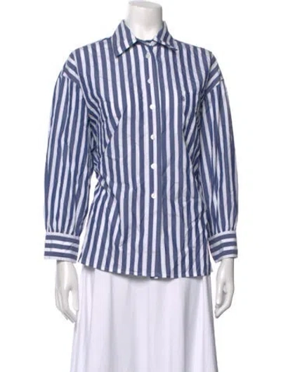 Pre-owned Suzie Kondi Striped Long Sleeve Top In Blue