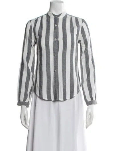 Pre-owned Suzie Kondi Striped Long Sleeve Top W/ Tags In White