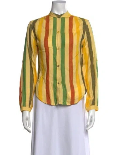 Pre-owned Suzie Kondi Striped Long Sleeve Top In Yellow