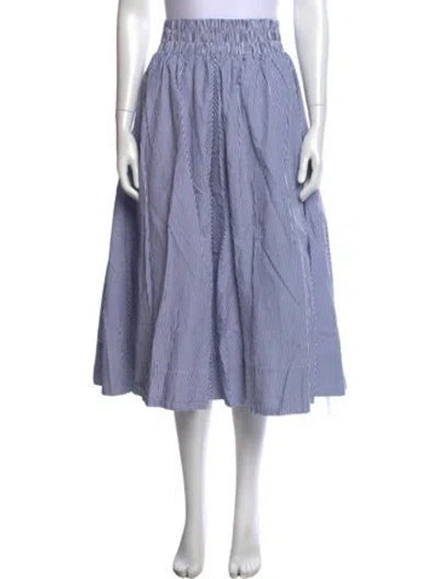 Pre-owned Suzie Kondi Striped Midi Length Skirt In Blue