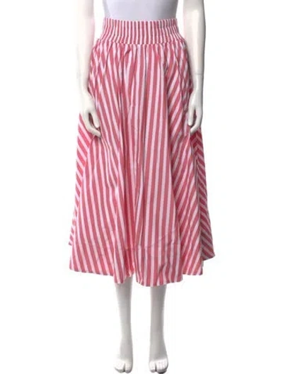 Pre-owned Suzie Kondi Striped Midi Length Skirt In Pink