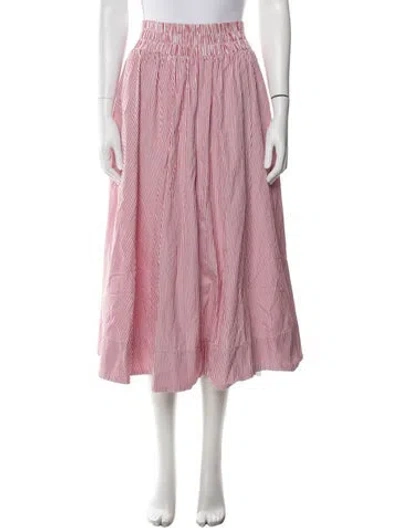 Pre-owned Suzie Kondi Striped Midi Length Skirt In Pink