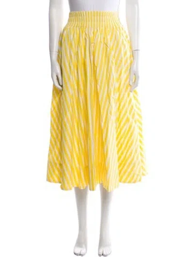 Pre-owned Suzie Kondi Striped Midi Length Skirt In Yellow