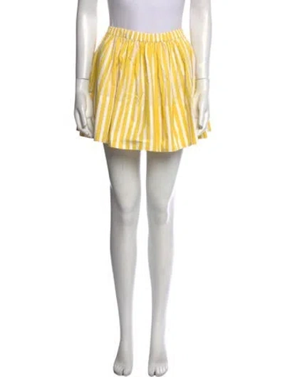 Pre-owned Suzie Kondi Striped Midi Length Skirt In Yellow