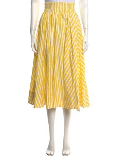 Pre-owned Suzie Kondi Striped Midi Length Skirt In Yellow
