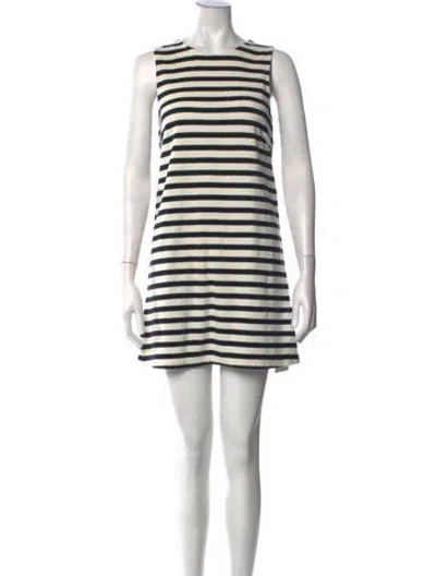 Pre-owned Suzie Kondi Striped Mini Dress W/ Tags In White