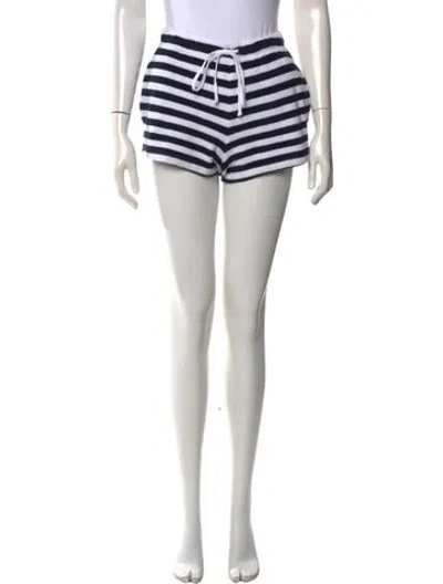 Pre-owned Suzie Kondi Striped Mini Shorts In White