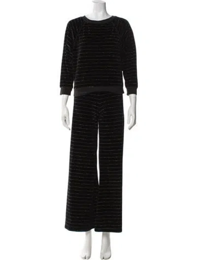 Pre-owned Suzie Kondi Striped Pant Set In Black