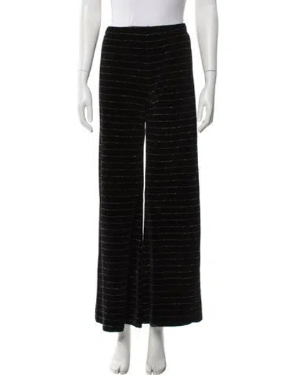 Pre-owned Suzie Kondi Striped Wide Leg Pants In Black